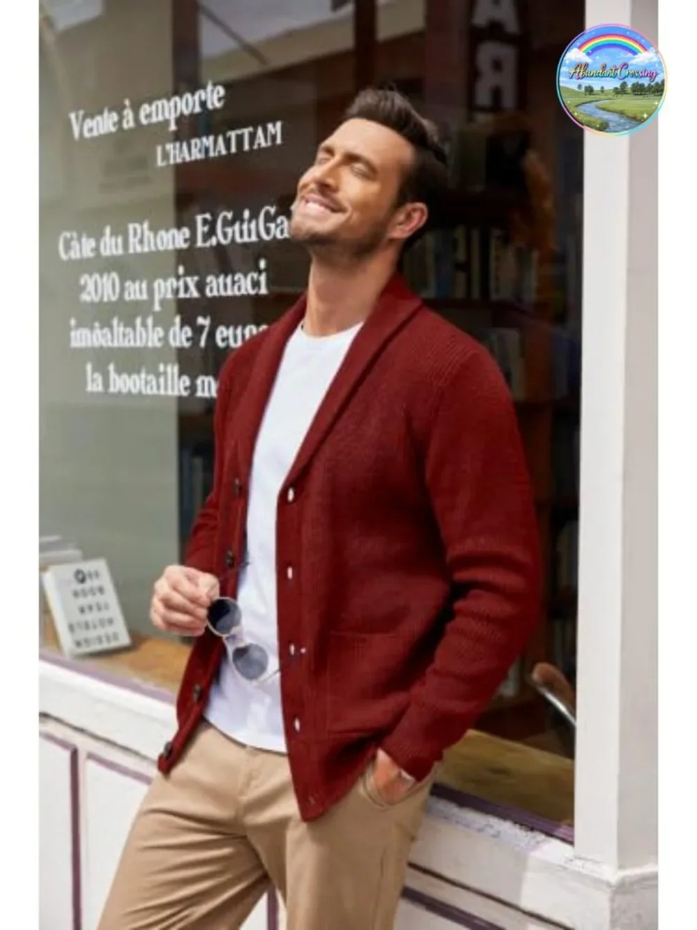Mens Shawl Collar Cardigan Sweater Button Up Cable Knit with Pockets